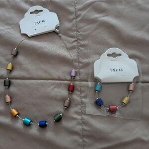 Colorful Beaded Necklace and Bracelet Set